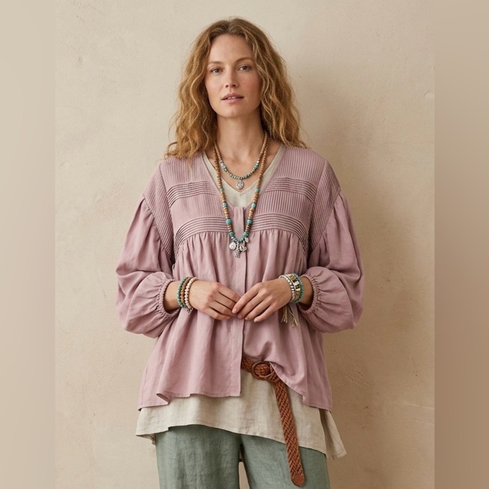 Sancia Light Pink Lagenlook Babydoll Top